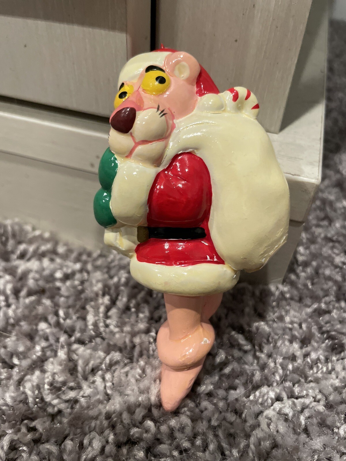 Vintage UAC Geoffrey - ceramic PINK PANTHER Santa w sack - CHRISTMAS ORNAMENT