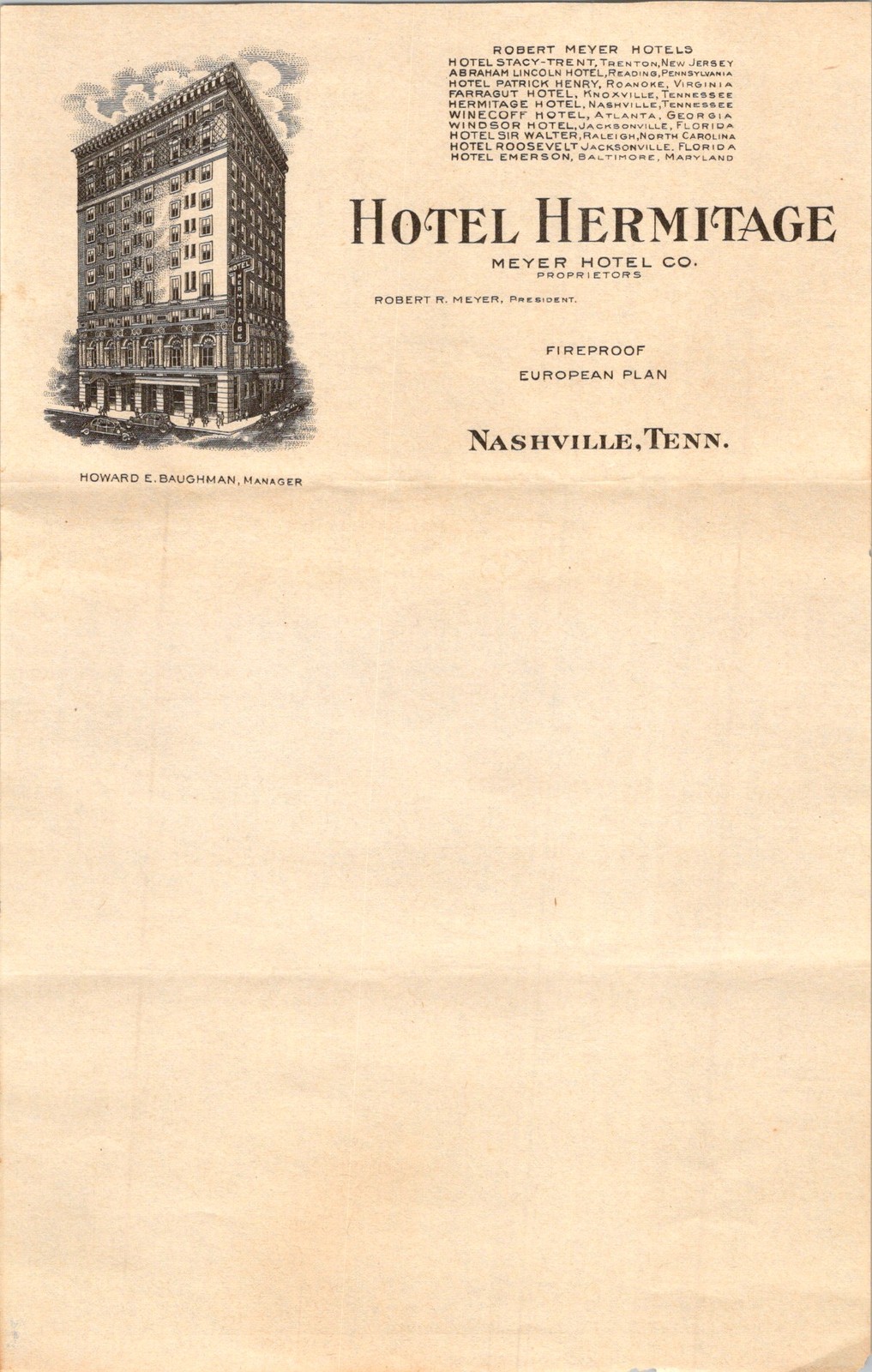 Hotel Hermitage Letterhead 1910 Nashville TN Beaux-Arts Fireproof Typography Hotel Hermitage Letterhead 1910 Nashville TN Beaux-Arts Fireproof Typography