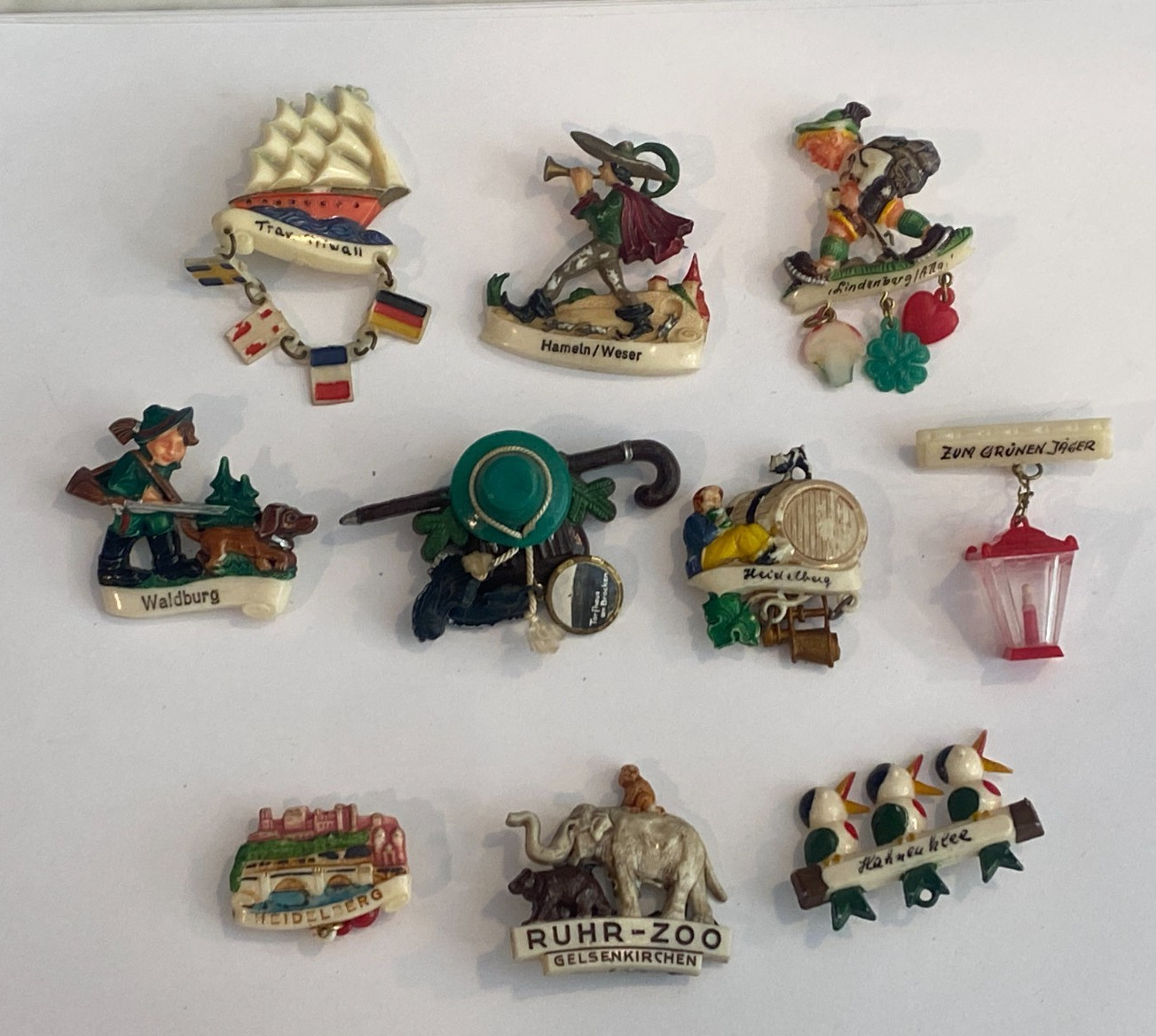 Vintage German Bavarian Hat Pins Plastic Lot #6 (10 Pieces)