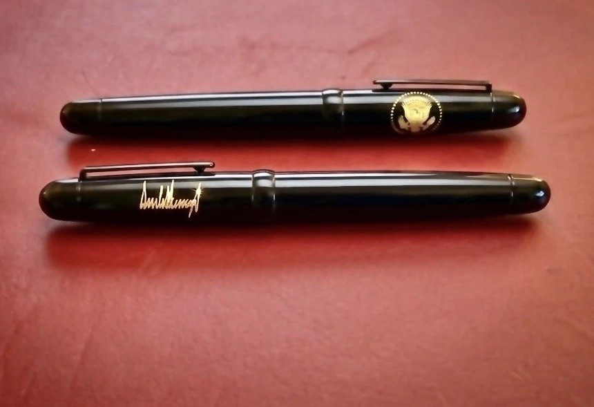 Rare Authentic President Donald J. Trump Steel Sharpie Tariff Treaty Pen In Box