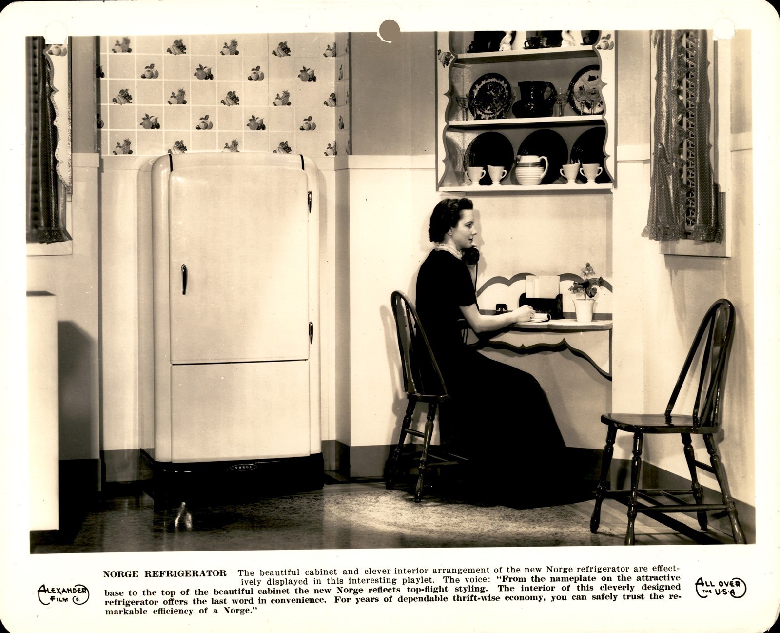 GA283 Approx 1940s Original Photo NEW NORGE REFRIGERATOR PLAYLET ADVERTISEMENT