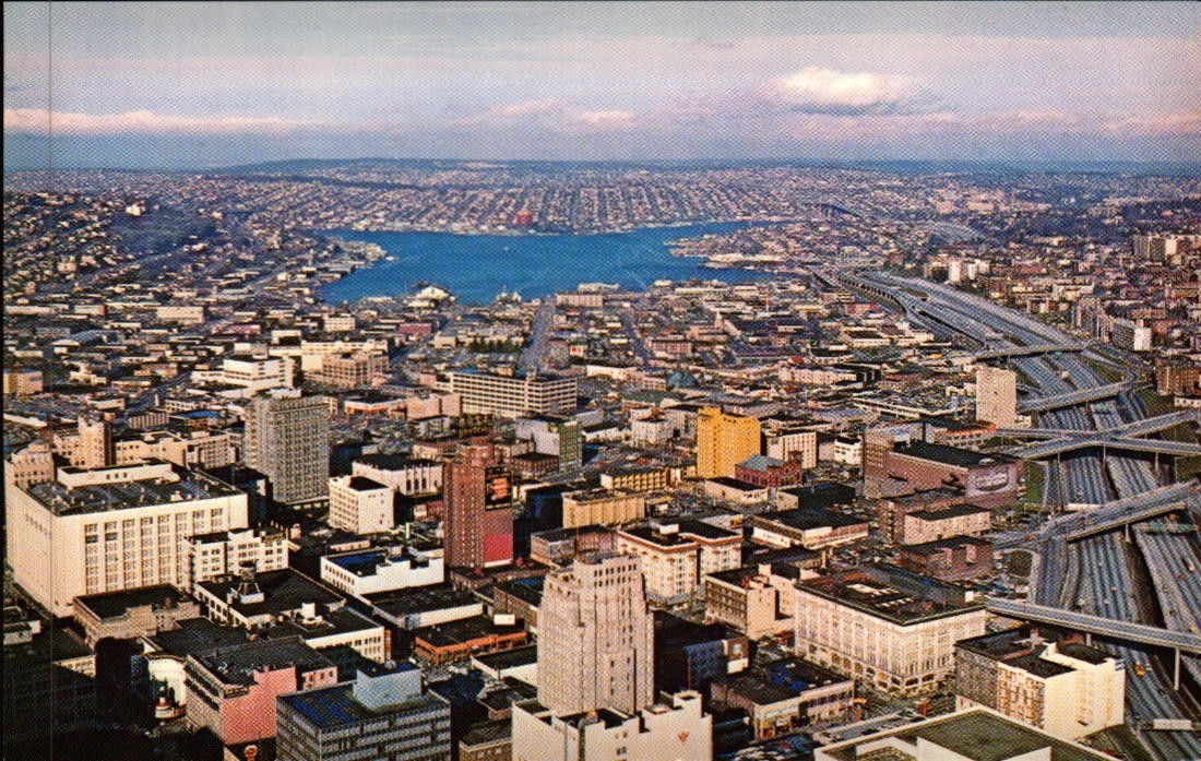 Vintage Postcard Aerial View Seattle WA