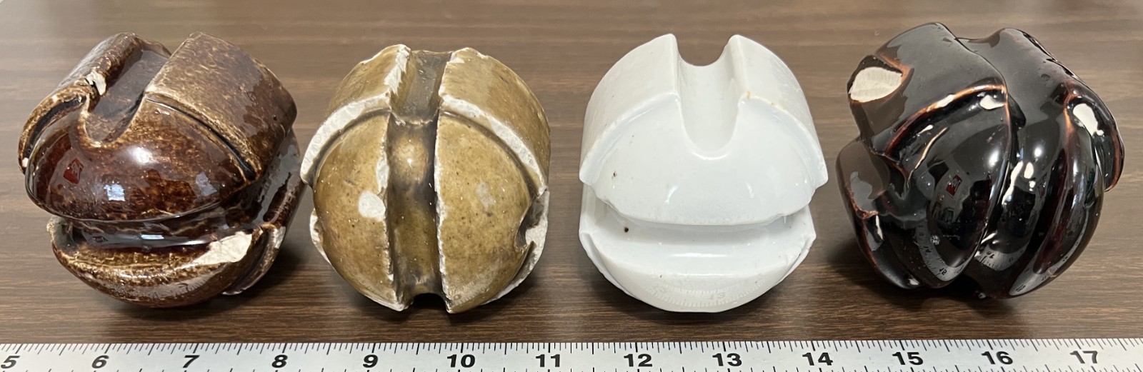 Antique Porcelain Ceramic Insulators (4) - Johnny Ball Guy Strains Antique Porcelain Ceramic Insulators (4) - Johnny Ball Guy Strains