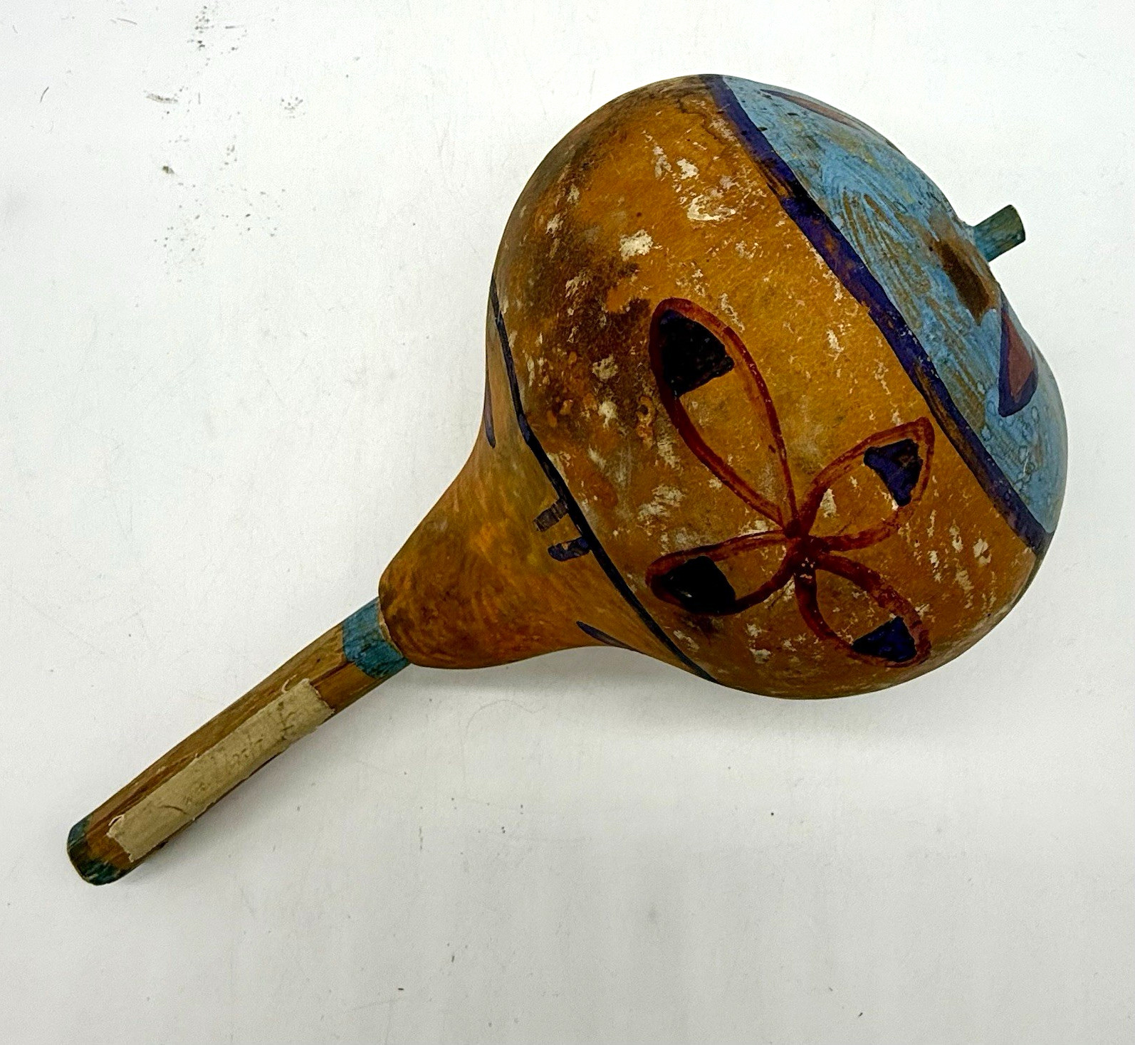 Old Pueblo Native American Painted Gourd Rattle 