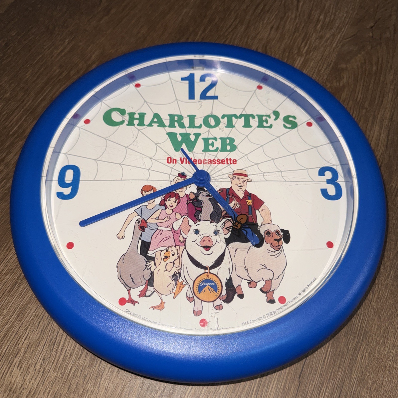Vintage Charlotte\'s Web Wall Clock 1992 Hanna-Barbera Productions NEW Working