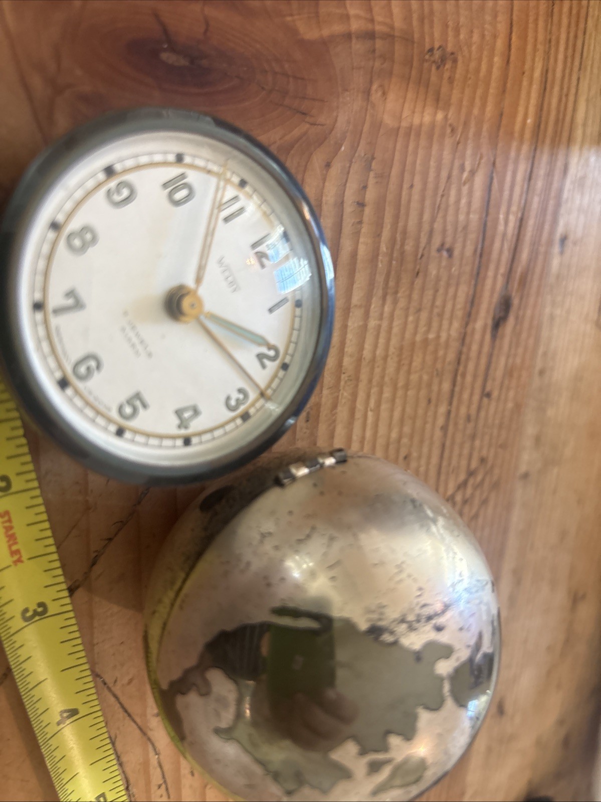 7 Jewel Welby  World Globe Desk Alarm Clock Germany Tested/Works Globe Only (o38