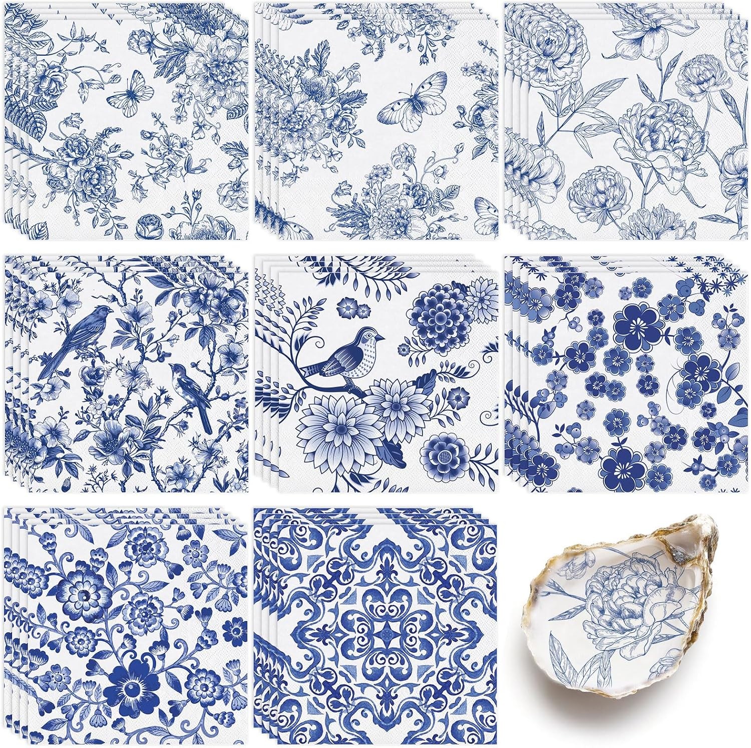 Blue and White Floral Paper Napkins Chinoiserie Decorative Cocktail Napkin Blue and White Floral Paper Napkins Chinoiserie Decorative Cocktail Napkin