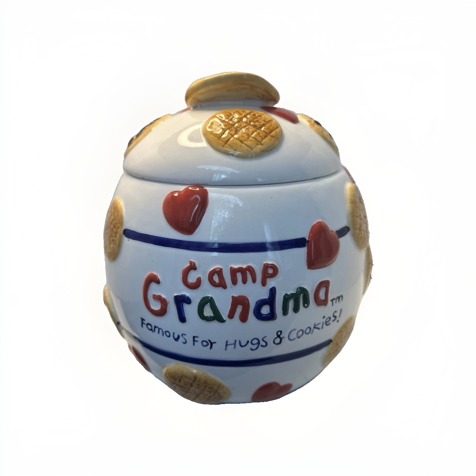 VTG Camp Grandma Cookies Hearts All Over Vintage Y2K 2000s Ceramic Cookie Jar