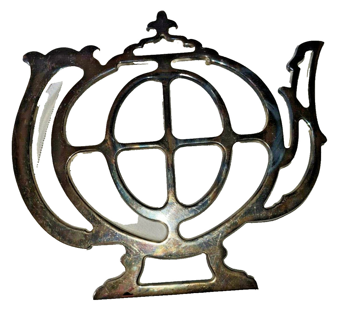  DECORATIVE TEAPOT SHAPE TRIVET SILVER PLATED KITCHEN DECOR SILVERPLATE TEA POT