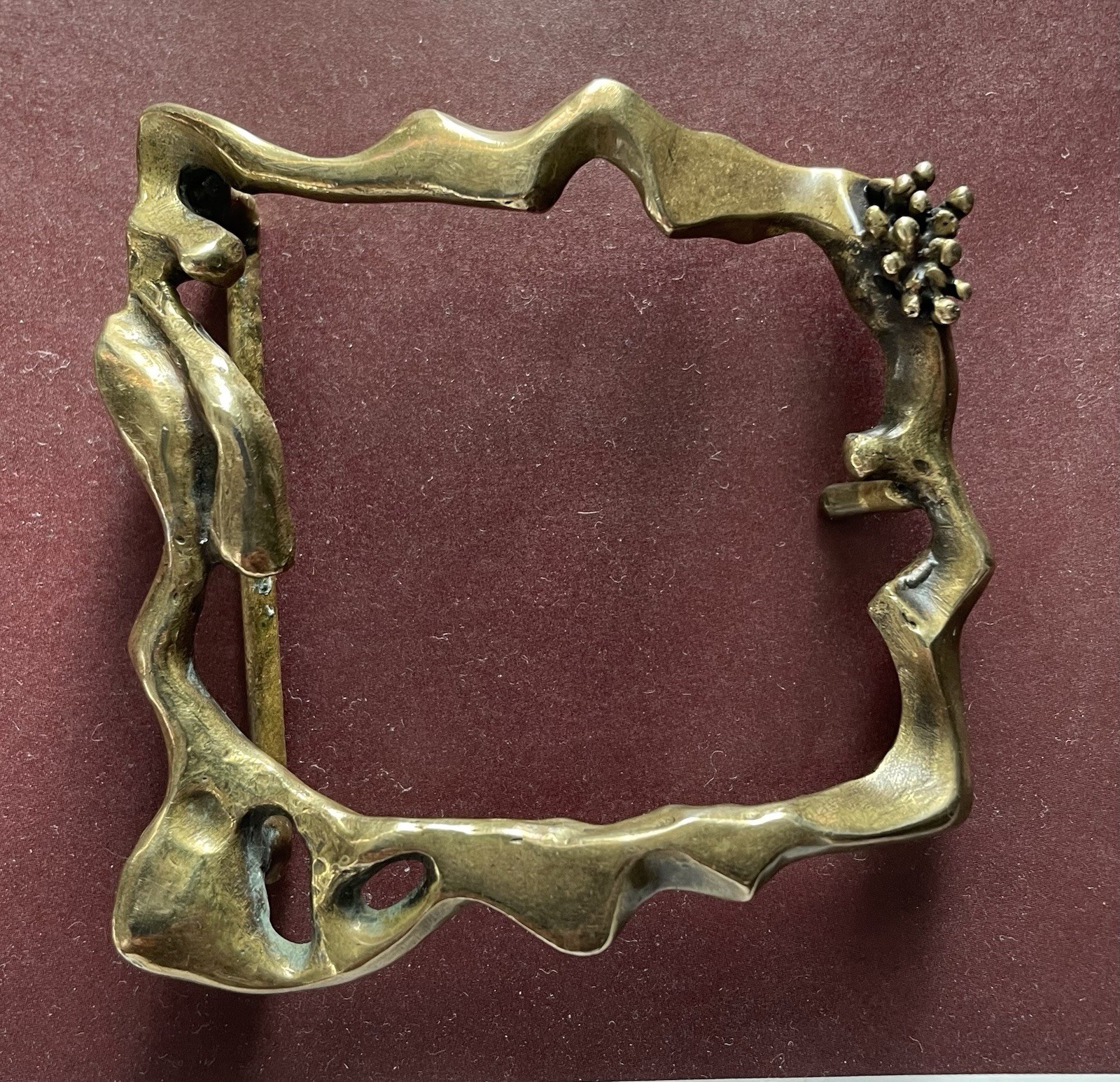 Jack Boyd Era Modernist Brutalist Mid Century Bronze Brass Belt Buckle 2 in.