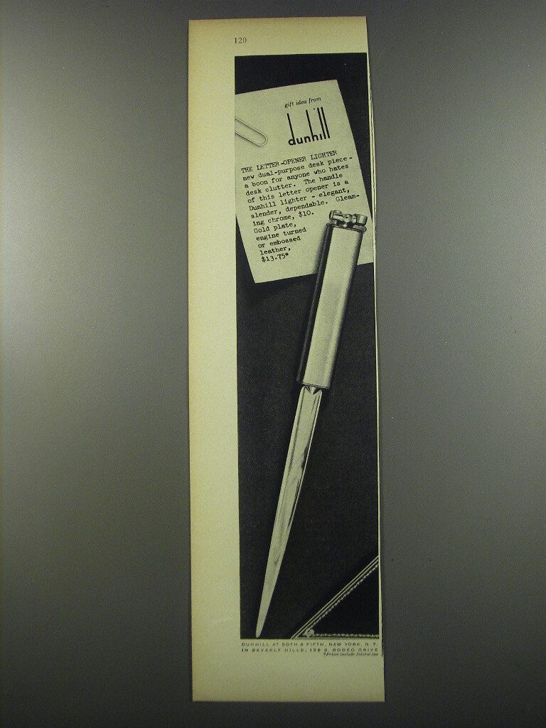 1955 Dunhill Letter-Opener Lighter Advertisement - Gift idea from Dunhill