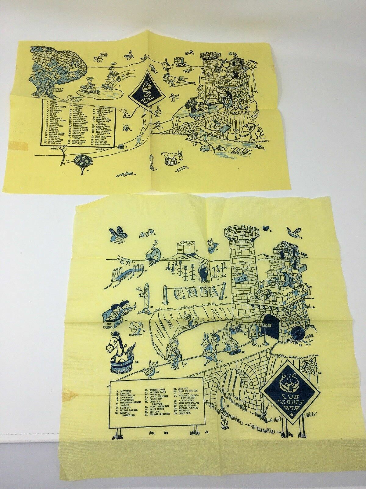 c. 1960\'s Cub Scouts BSA Napkin and Placemat Paper Vintage
