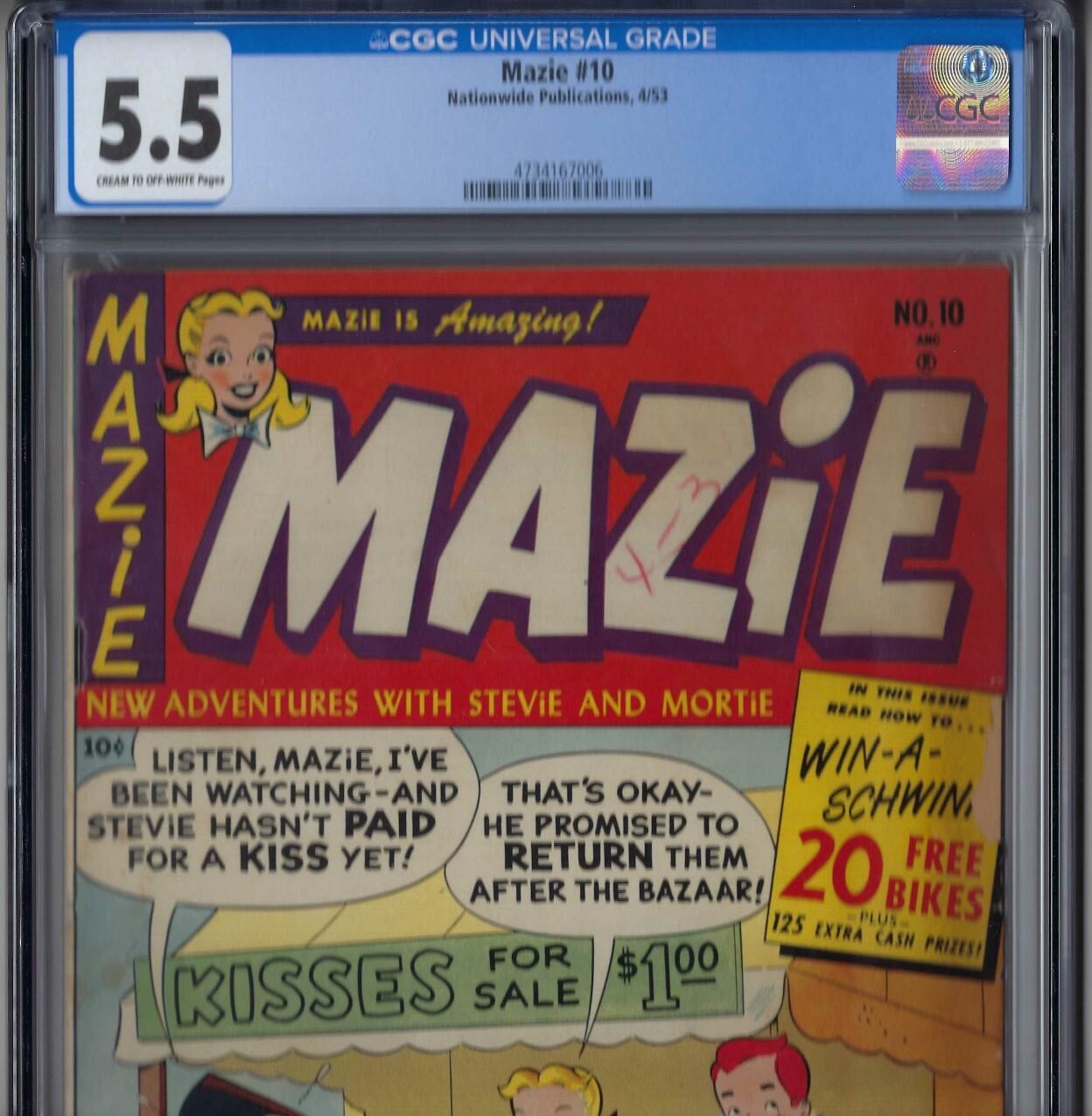 PRIMO:  MAZIE #10 Nationwide Pubs comics 1953 FN- 5.5 CGC