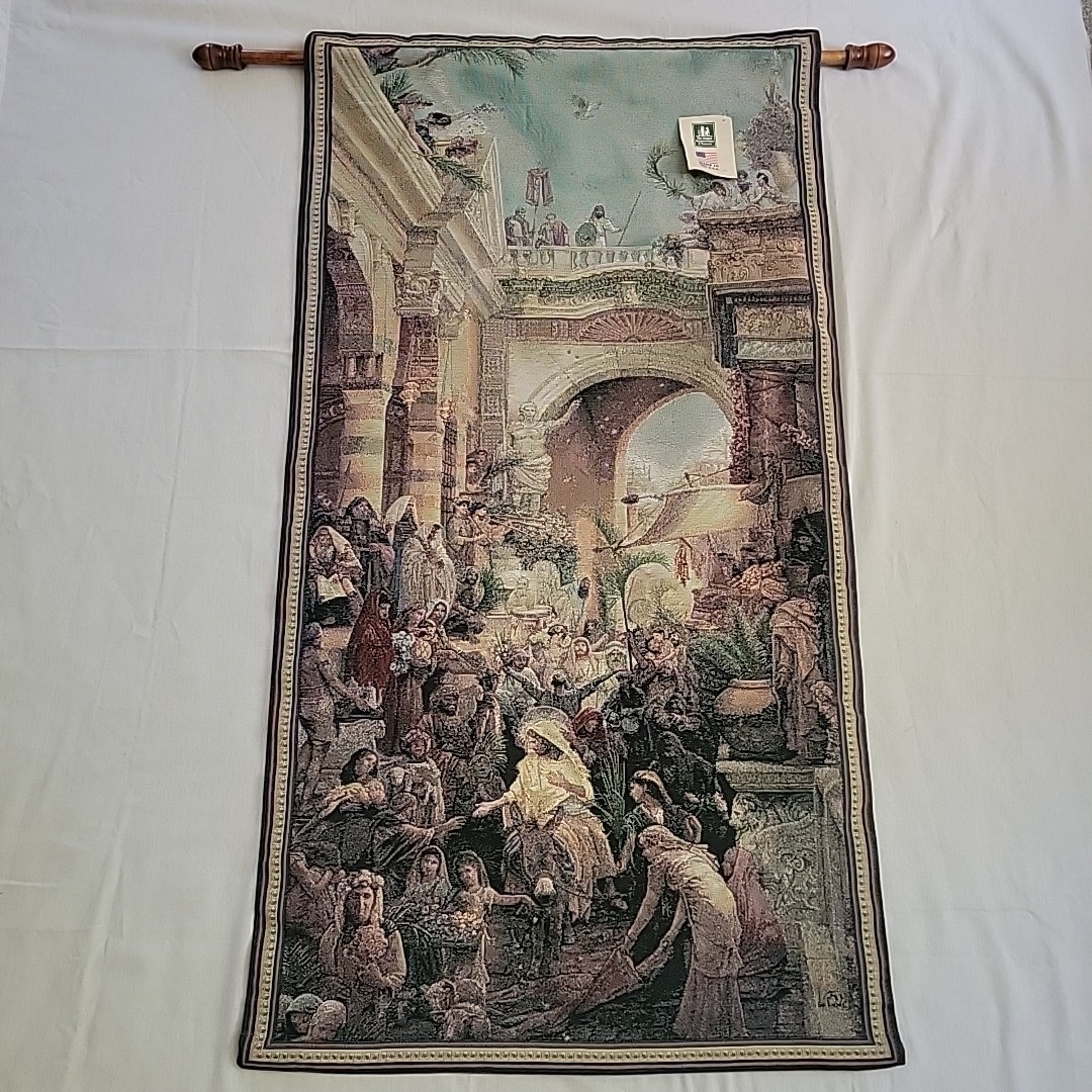 Tom duBois HOSANNA Jesus Christ Palm Sunda Tapestry Wall Hang NWT USA 46\