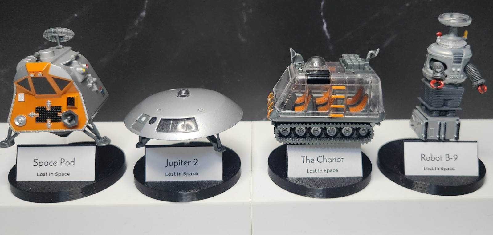 Custom Display Stands With Nameplates For Johnny Lightning Lost In Space 4 Pack Custom Display Stands With Nameplates For Johnny Lightning Lost In Space 4 Pack