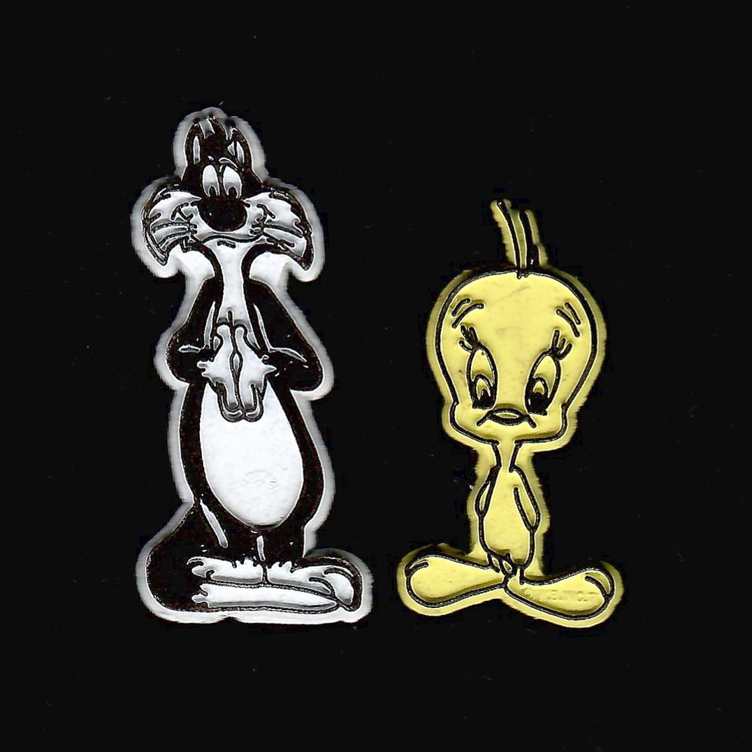 Sylvester and Tweety Bird Lot Looney Tunes Vtg Rubber Fridge Magnet Cartoon '70s