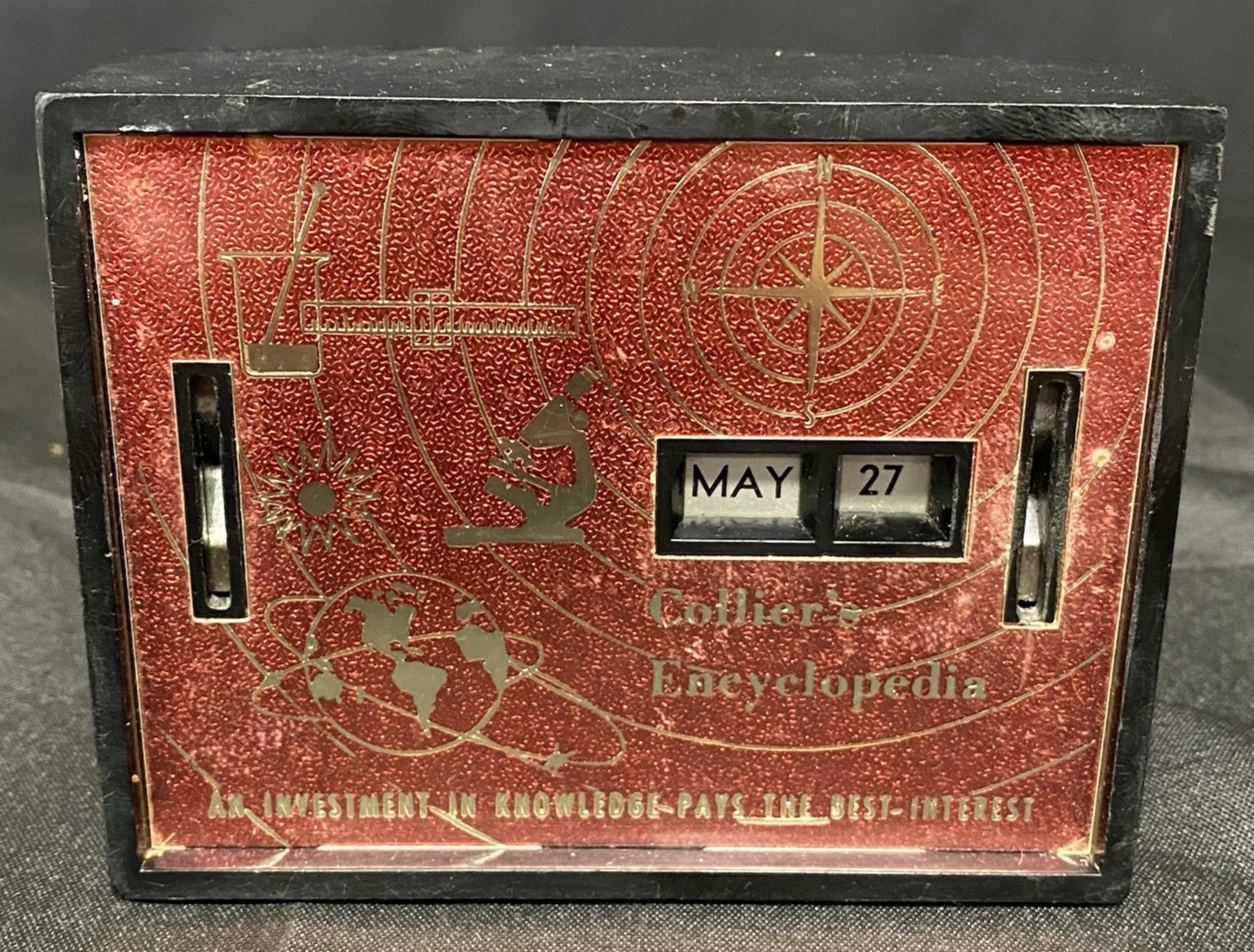 Collier\'s Encyclopedia Calendar Allcoin Vintage 1960s Coin Bank No Key