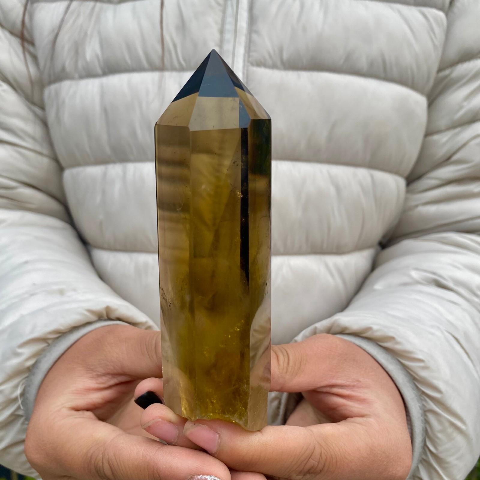 271G Natural Citrine Crystal Obelisk Tower Wand Point Reiki healing