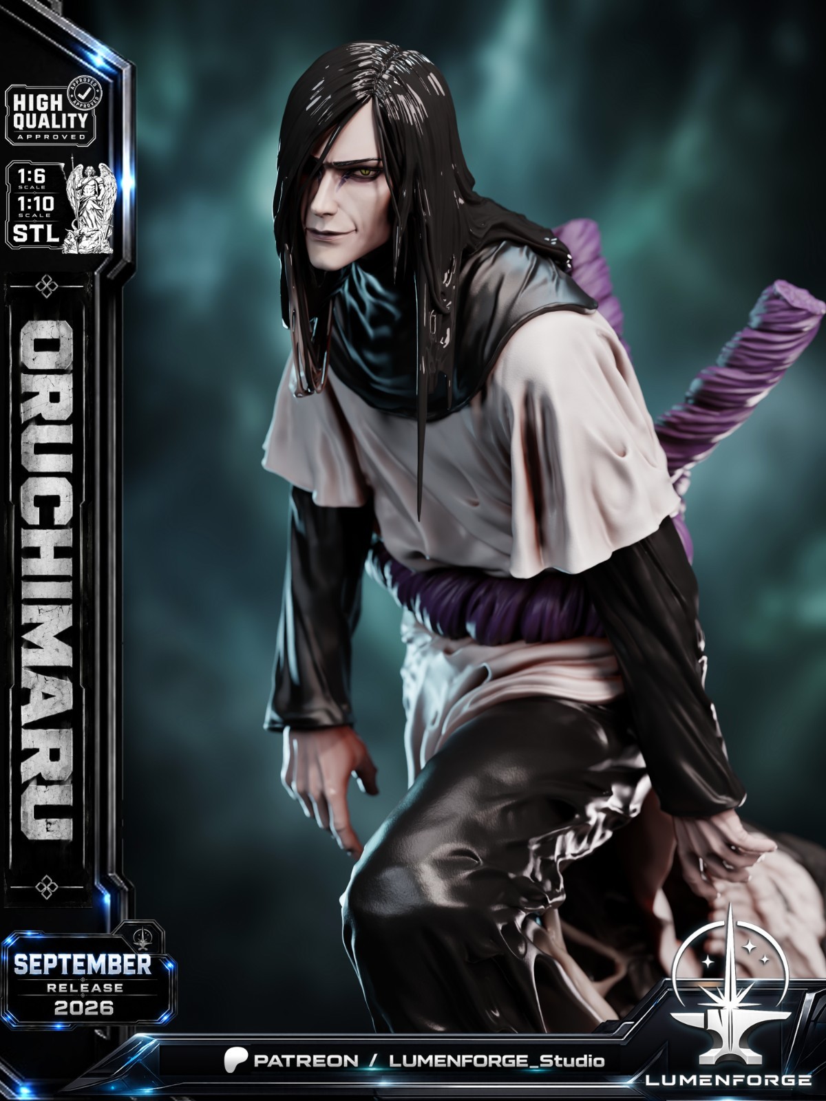 1:6 Orochimaru Naruto Fan Art UNPAINTED Resin Garage Kit Statue Head Switchouts
