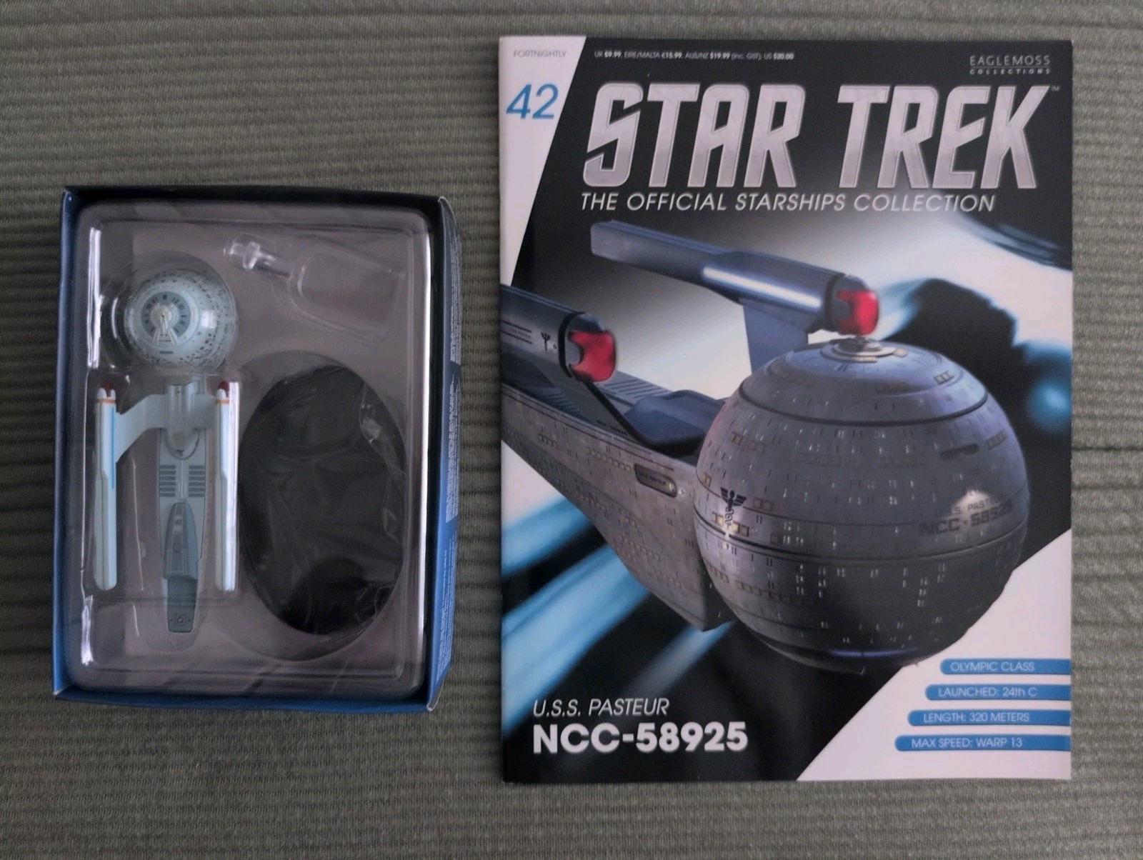 Eaglemoss Star Trek USS Pasteur NCC-58925 #42 TNG Hospital Ship Model Magazine