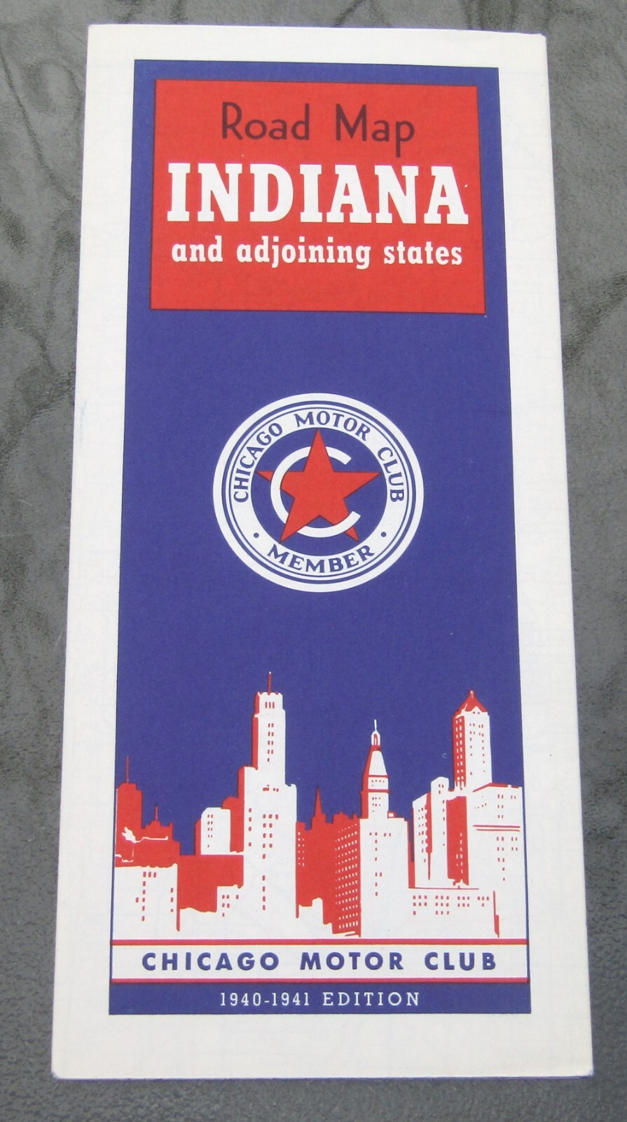 1940-1941 Chicago Motor Club INDIANA And Adjoining States Road Map UNUSED Look