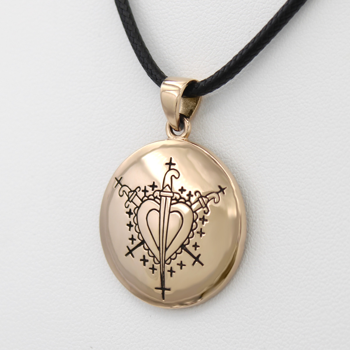 Erzulie Ezili Dantor Voodoo Loa Veve Pendant Bronze Lwa Necklace Talisman Amulet
