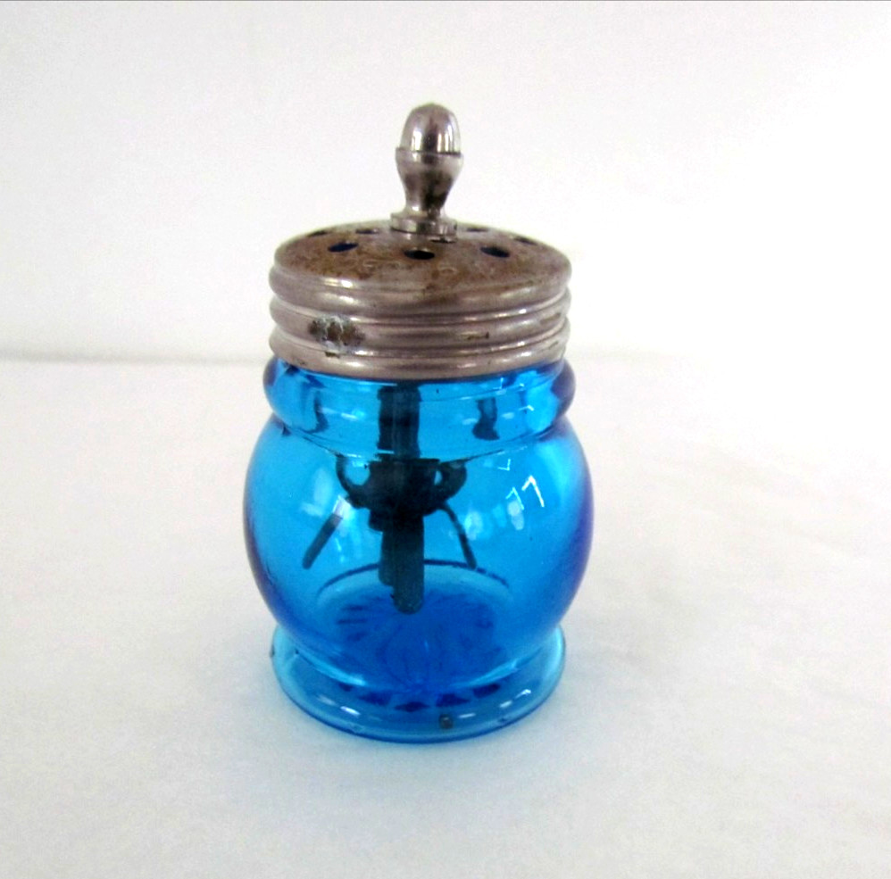 Antique 1877 Dana K Alden Cobalt Blue Barrel Christmas Salt Shaker Agitator Antique 1877 Dana K Alden Cobalt Blue Barrel Christmas Salt Shaker Agitator
