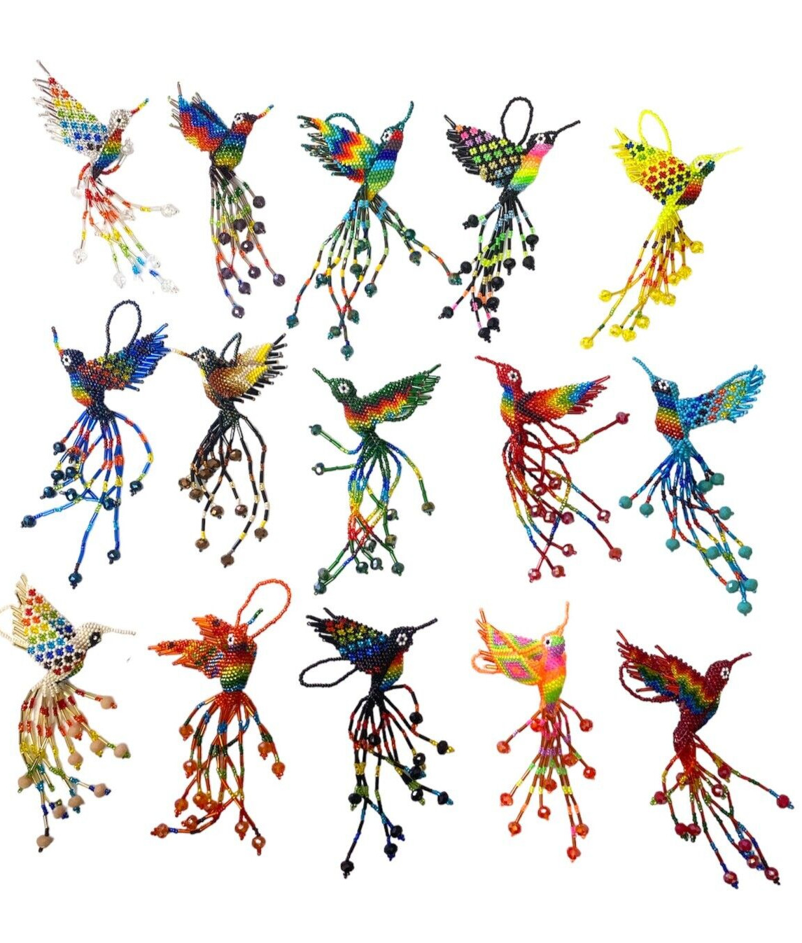 50 PIECE BEADED HUMMINGBIRD , HAND MADE IN MEXICO , 5 50 PIECE BEADED HUMMINGBIRD , HAND MADE IN MEXICO , 5