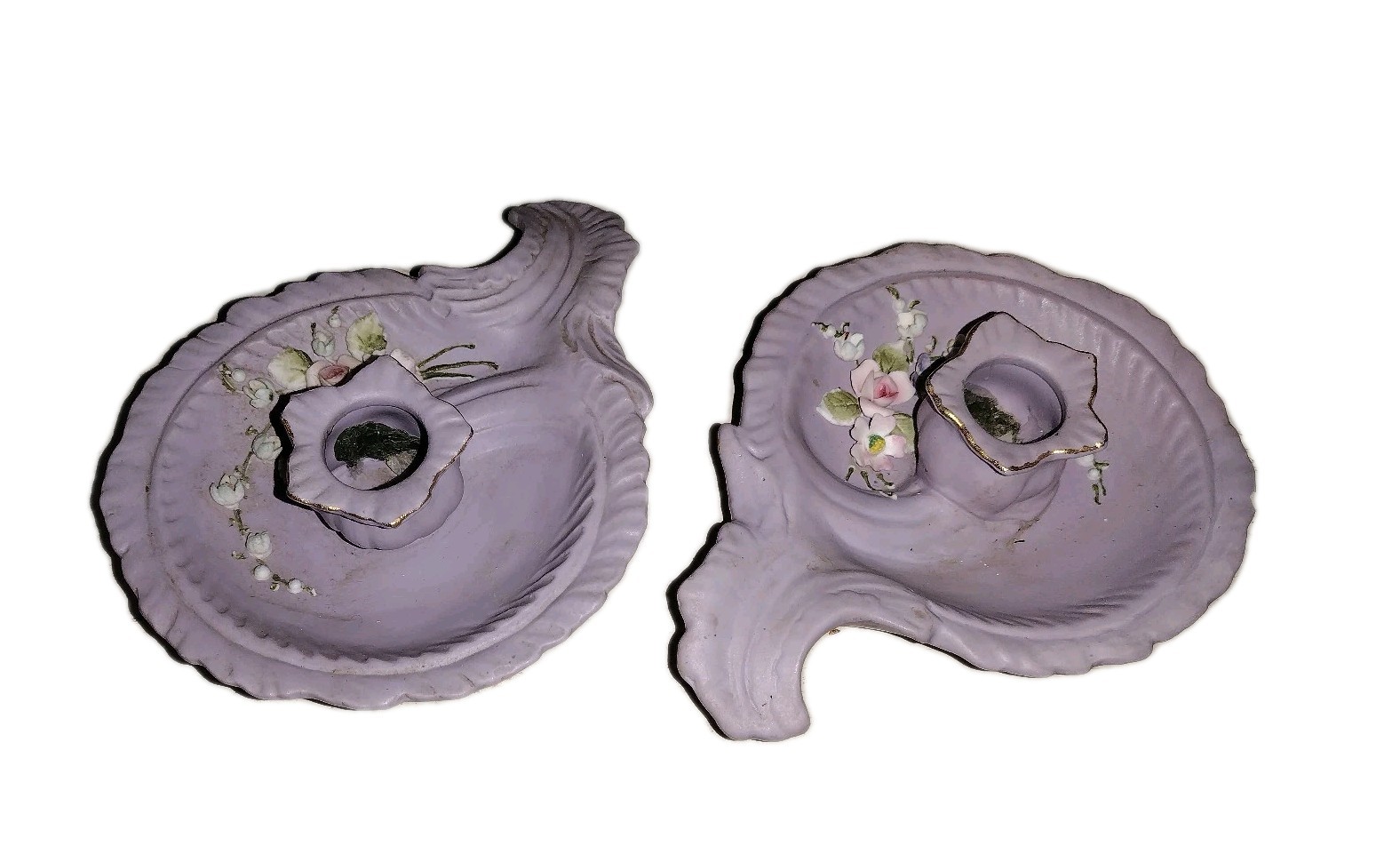 1950's Vintage Lefton China Handpainted Candlestick Holder (Set of 2)