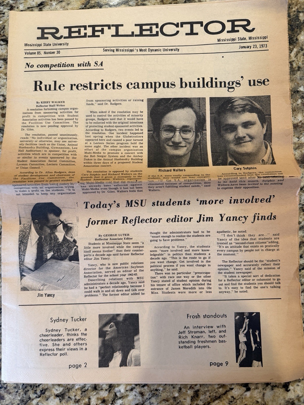 REFLECTOR Vintage Student Newspaper Miss State Univ Vol 85 No 30 Jan 1973