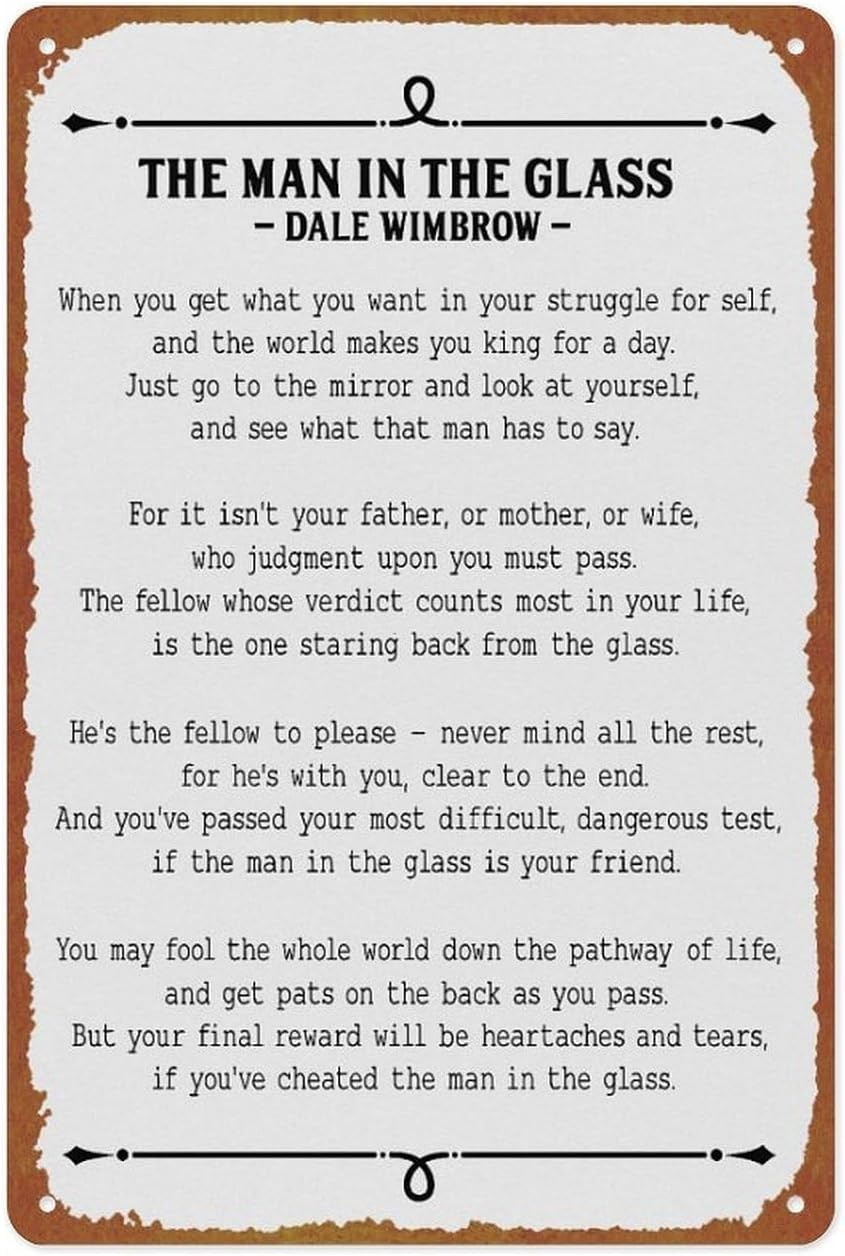 The Man In The Glass Poem Posters Tin Metal Signs Home Décor 8x12
