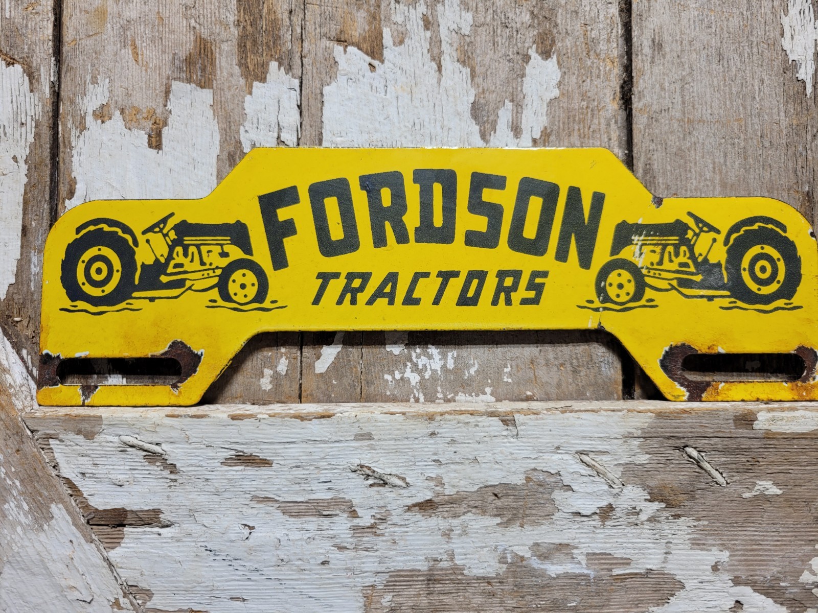 VINTAGE FORDSON PORCELAIN SIGN GAS TRACTOR TAG TOPPER FARM MACHINE DEALER STORE
