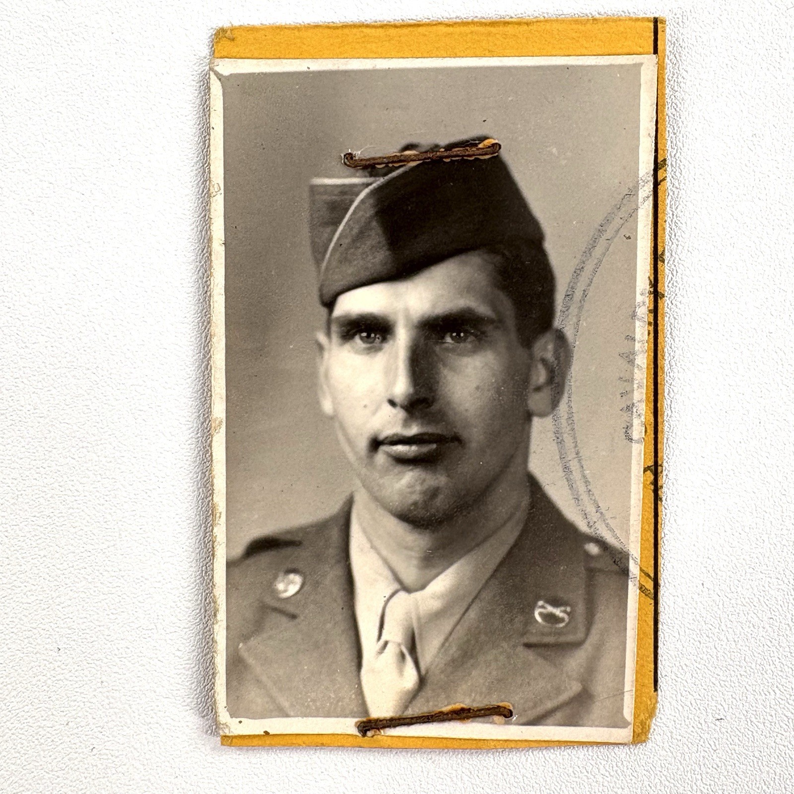 Vtg US Army WW2 Cavalry Service Photograph on Card Black & White Old Military