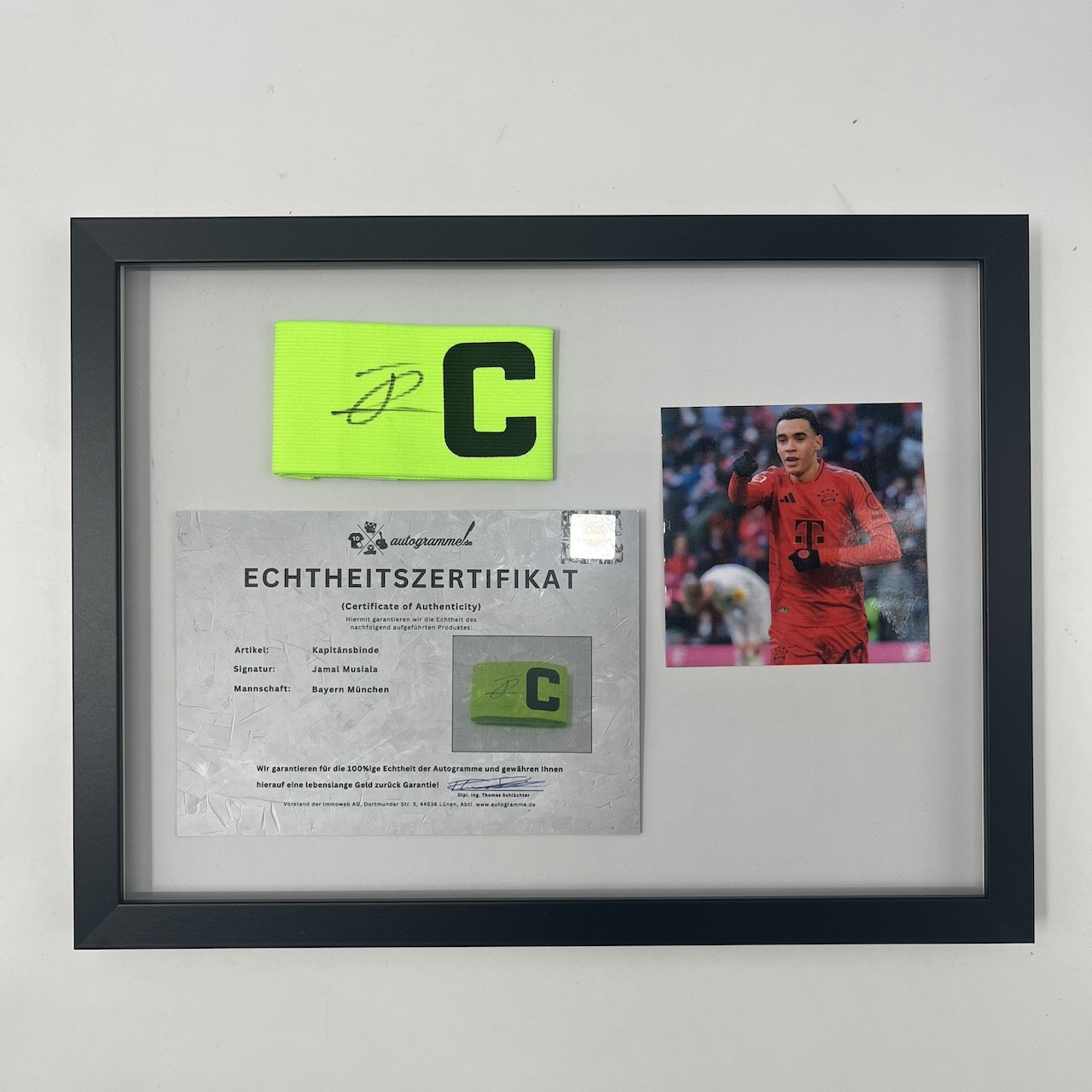 Jamal Musiala Captain Armband Signed Yellow Bayern München Original