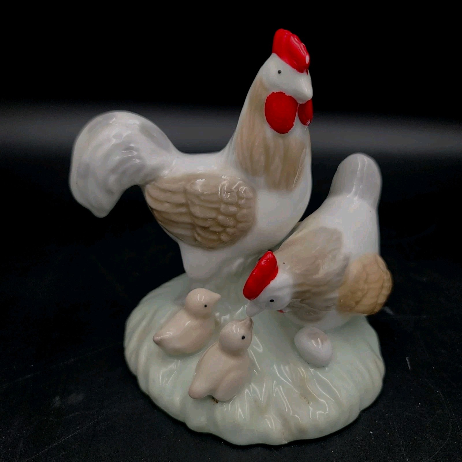 Vintage ArtMar Rooster  Hen Chicks Figurine Farmhouse Decor 6\