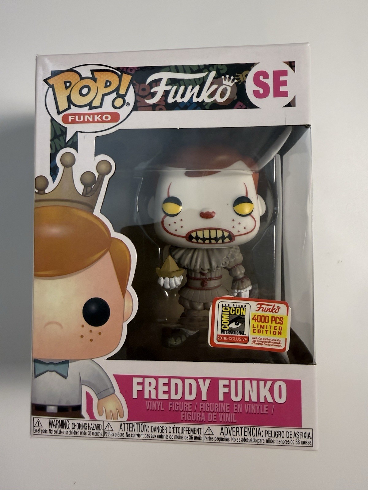 Freddy Funko as Pennywise SDCC 2018 Exclusive Pop Vinyl Figure LE 4000 SE Freddy Funko as Pennywise SDCC 2018 Exclusive Pop Vinyl Figure LE 4000 SE