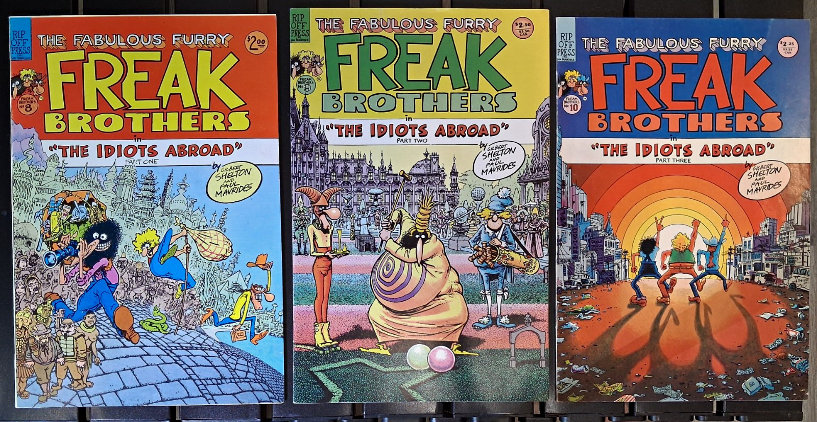 Fabulous Furry Freak Brothers The Idiots Abroad Part 1, 2,3 Rip Off Press Lot 