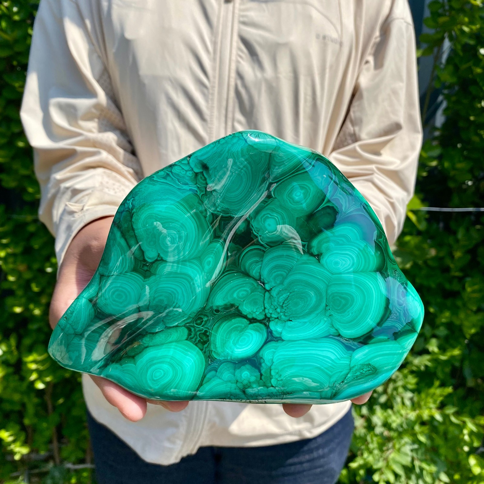 3.08LB Natural glossy Malachite transparent cluster rough mineral sample