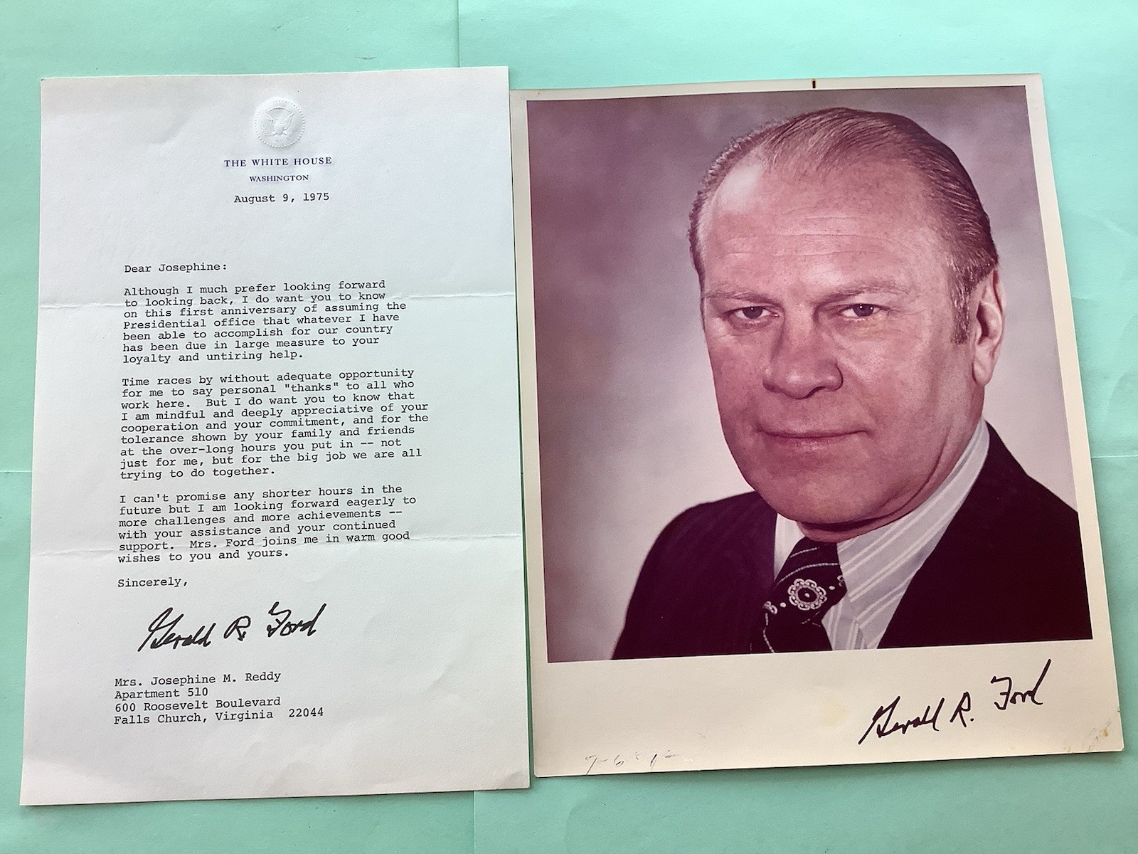 Great White House Letter President Gerald Ford With Photo