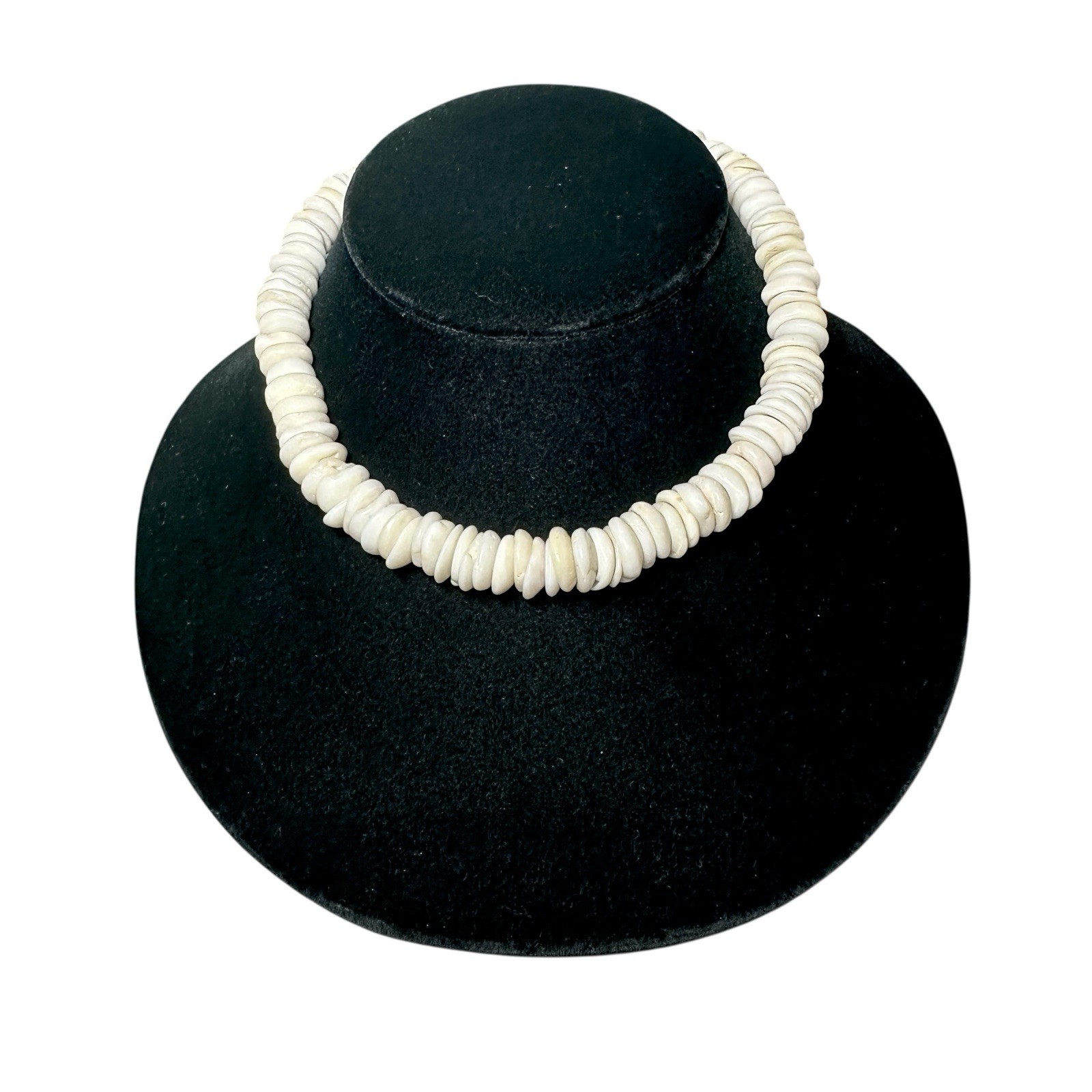 Vtg Real Large Puka Shell Necklace 15.5”Authentic Hawaiian Surfer Choker 12 mm