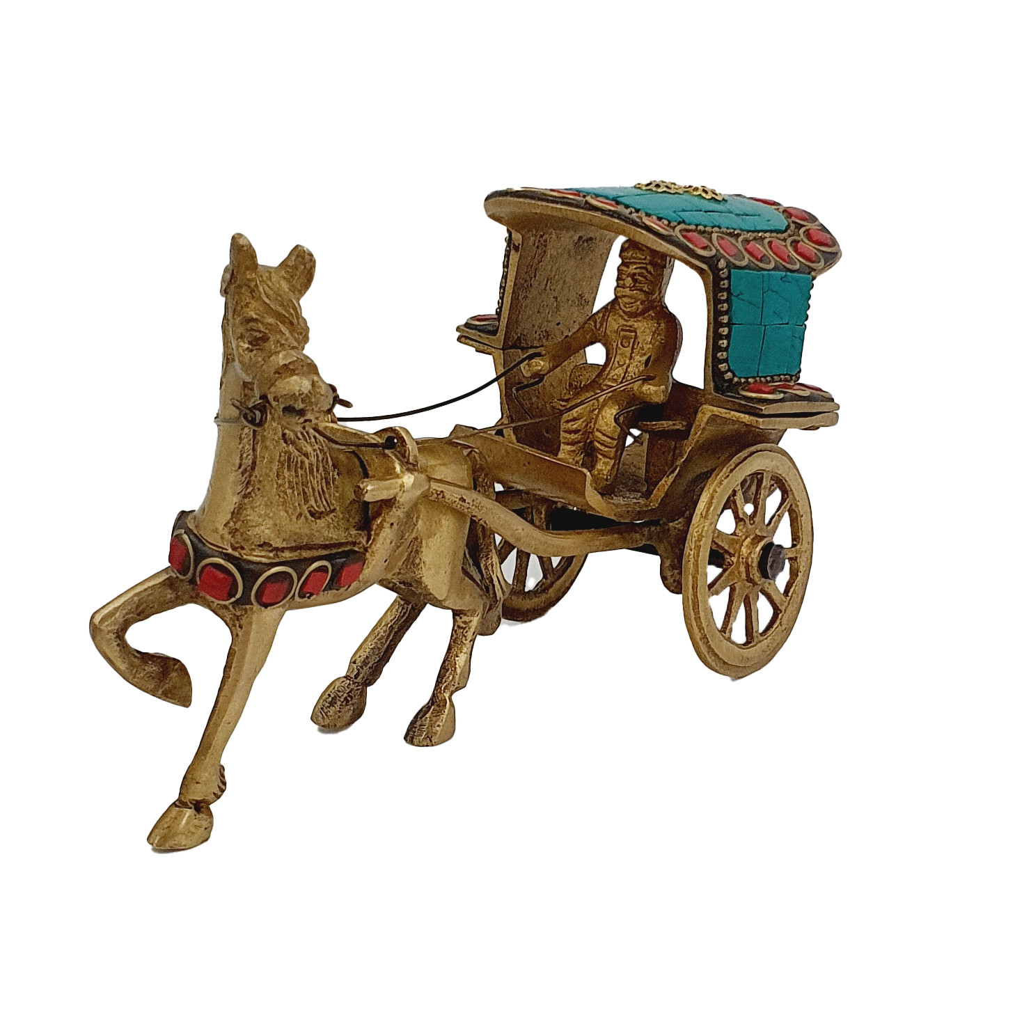 FCS Brass Idol | Vintage Horse cart (Ghoda Gadi) with Stone Work Antique (AG-16)
