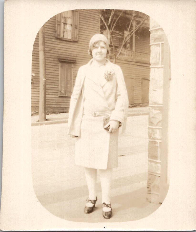Steelton PA Pretty Flapper Woman on Front and Mohn Street 1929 Vintage Photo