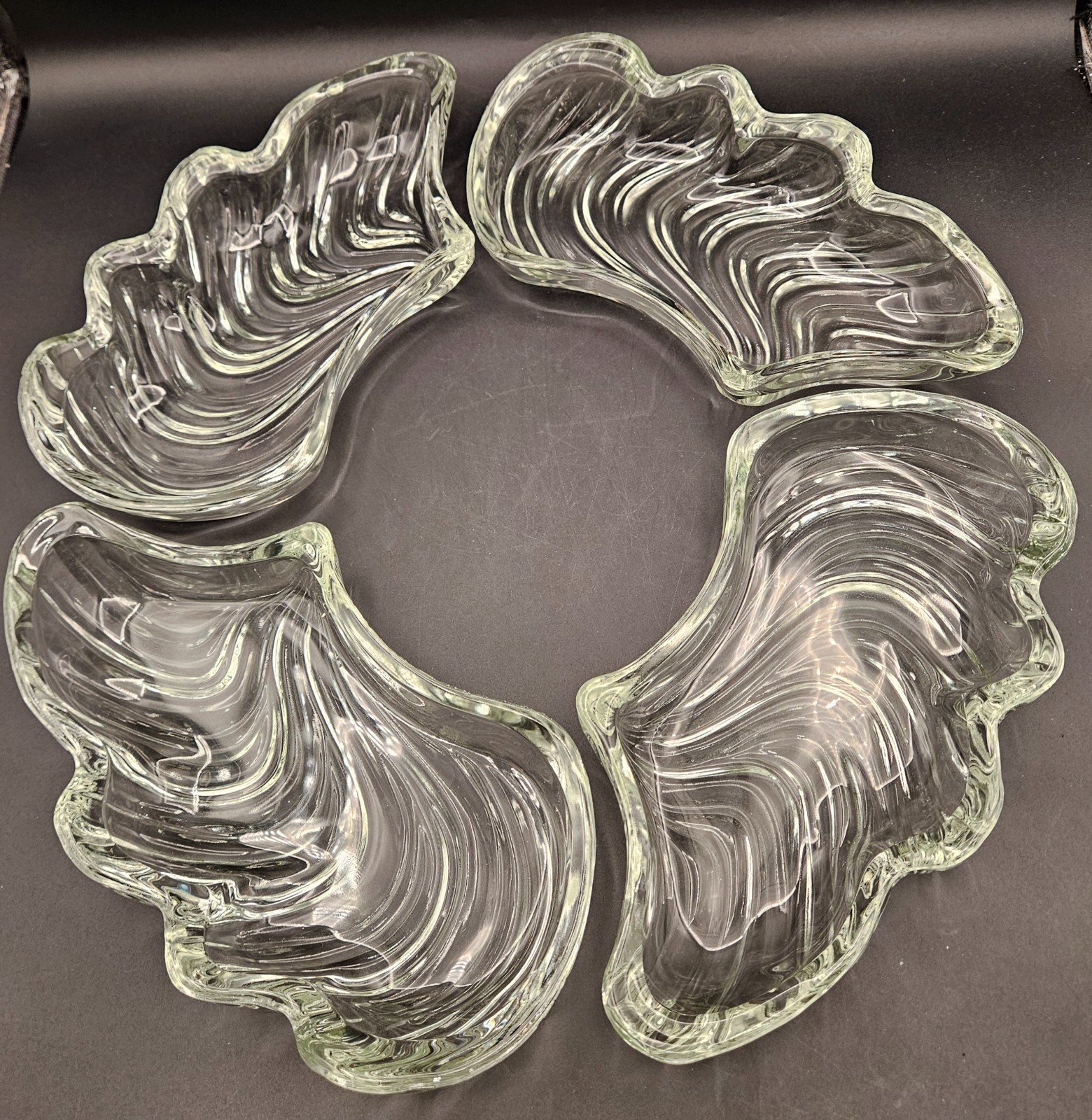Vtg MCM Kromex Lazy Susan Swirled Glass Divided Serving Tray Replacements CHIPS