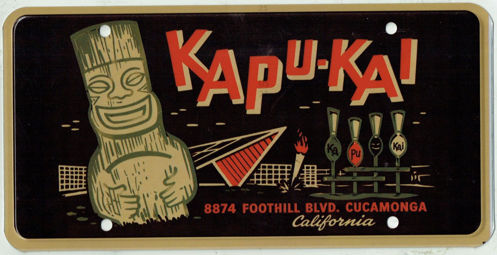 RARE Kapu-Kai Rancho Cucamonga California Vintage Hawaii Tiki Maui License Plate