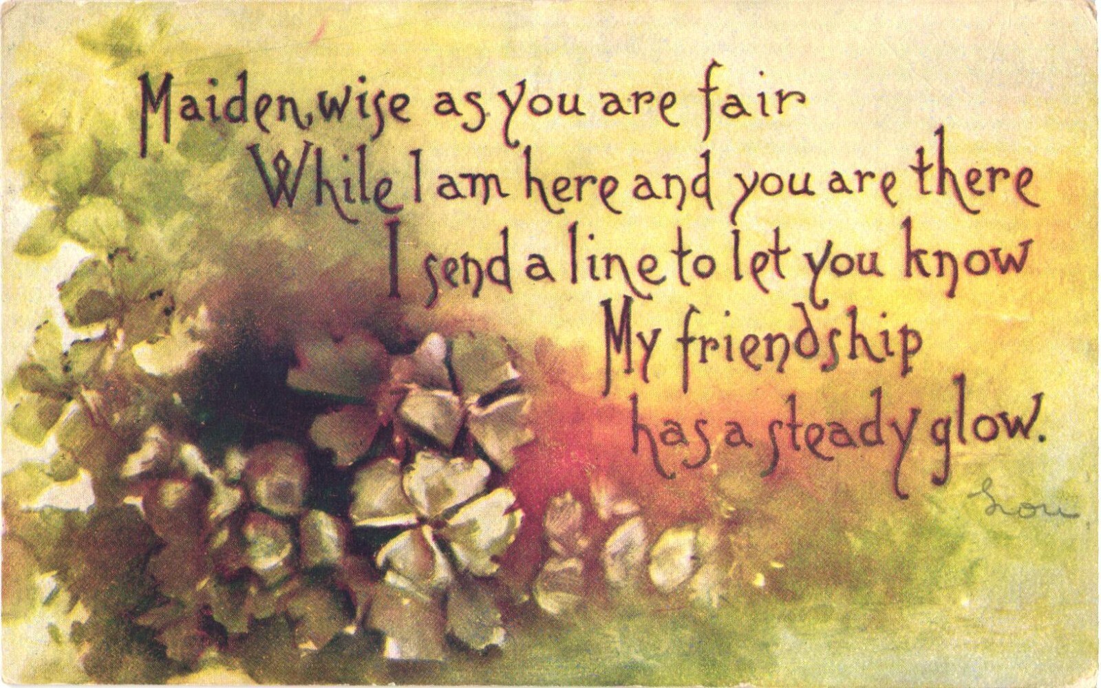 Friendship Poem Maiden Wise As You Are Fair Divided Back Postcard 1914 Hammond