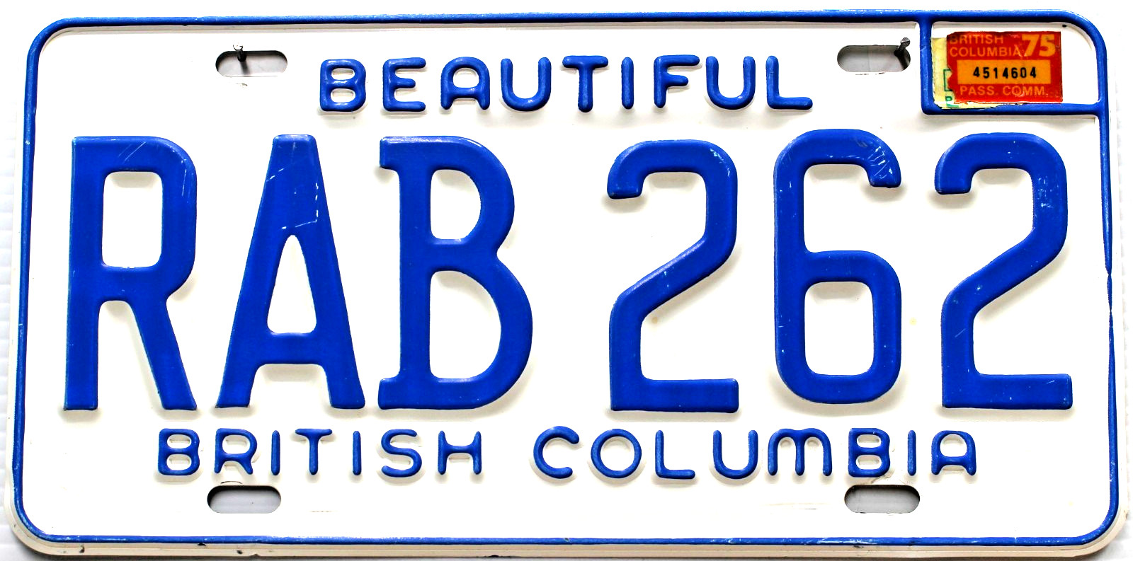 British Columbia License Plate | 1975 Automobile