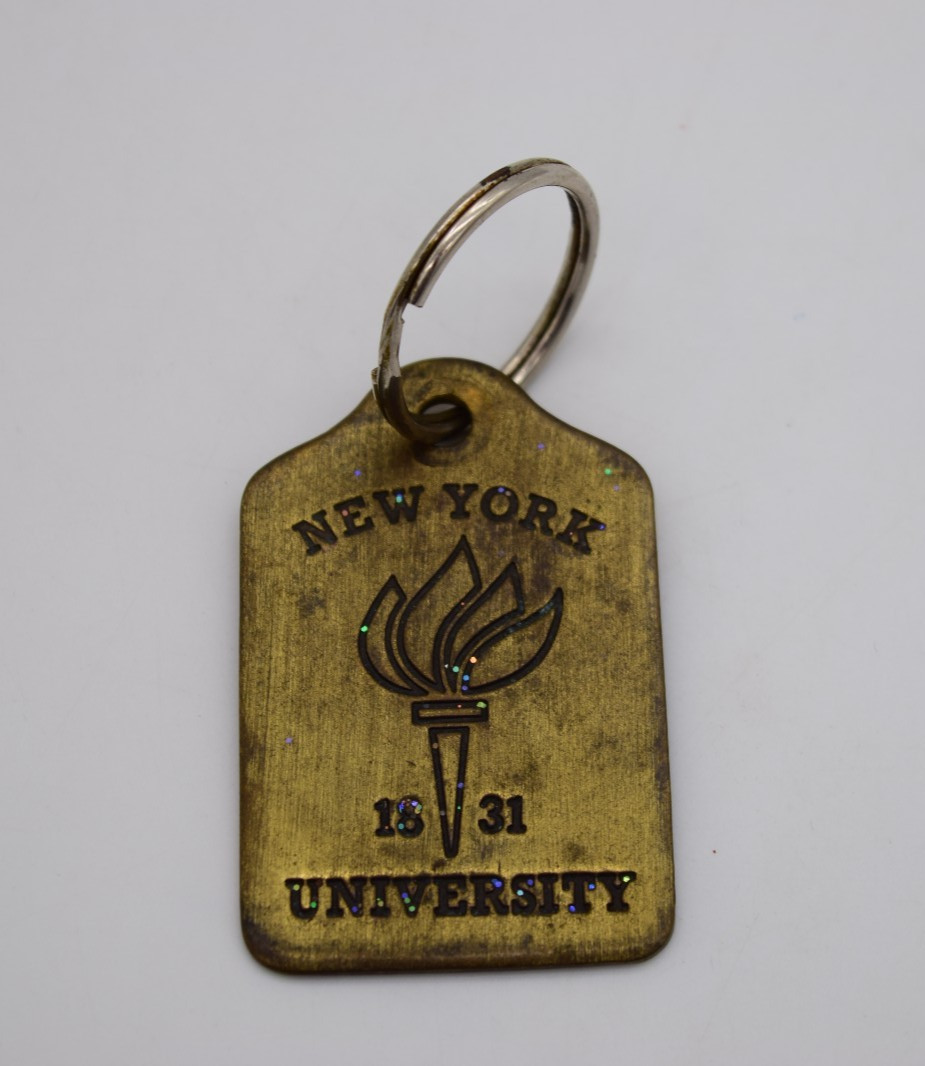 Vintage 1980's New York University NYU School Crest Keychain Fob
