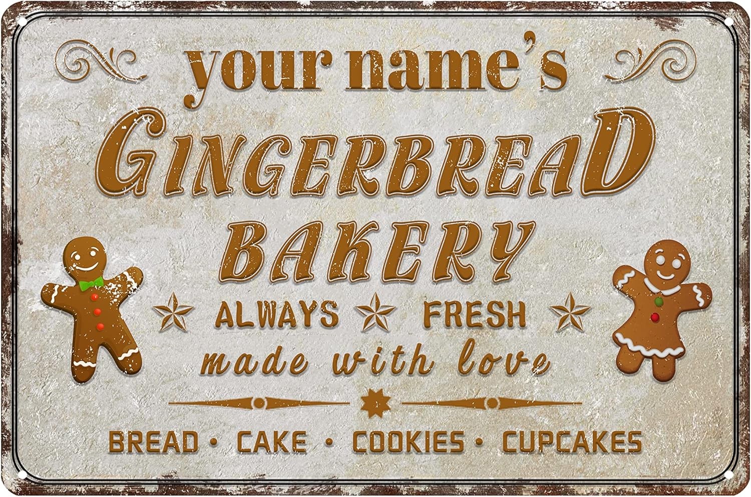 Custom bakery Tin Metal Sign Personalized Name Retro Wall 8x12