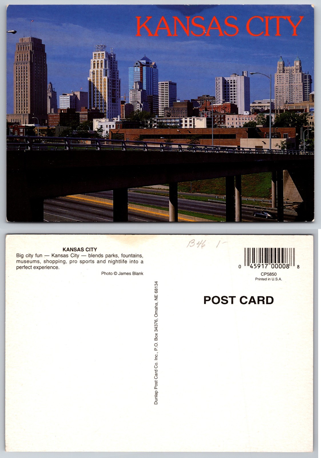 Continental Kansas City Skyline Postcard