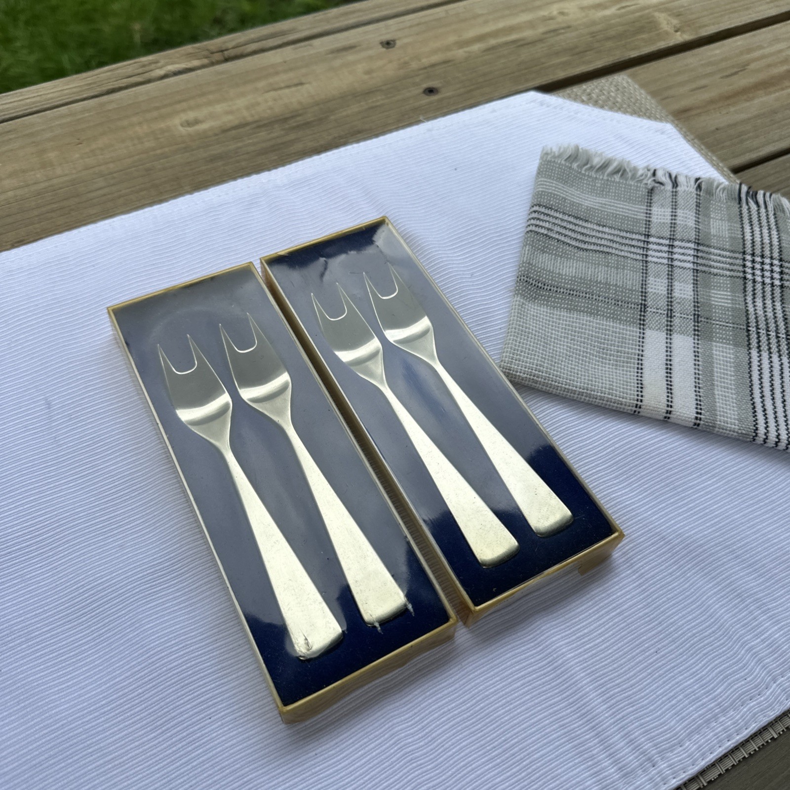Stelton Maya Dessert Forks by Tias Eckhoff - Set of 4 New -Original Boxes - MCM 